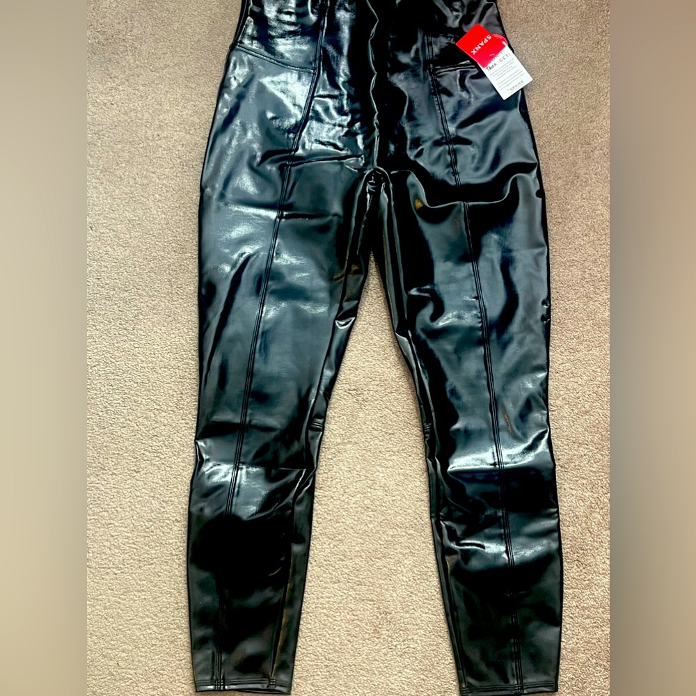 Spanx Faux Patent Leather Leggings, Regular, size XL NWT